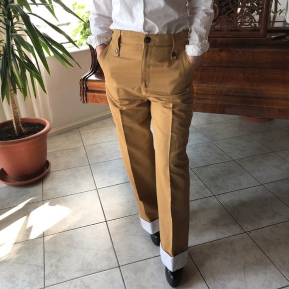 ZARA Wide-Leg Trousers Wt Contrasting Cuffs NWOT